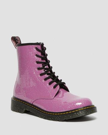 Dětské Šněrovací Boty Dr Martens Youth 1460 Glitter Růžové | CZ 117MQZ